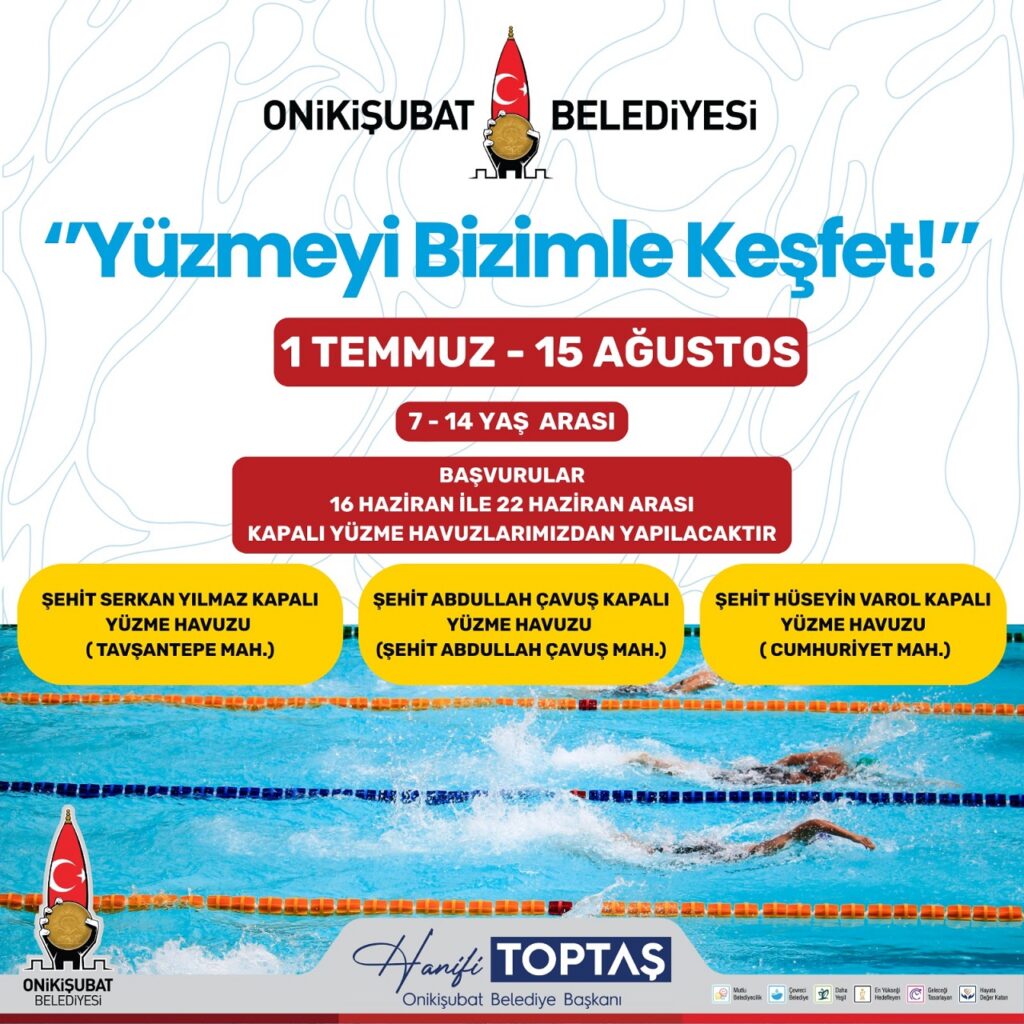 Onikişubat Belediyesi’nin ‘Yüzmeyi Bizimle Keşfet’ kursu başlıyor